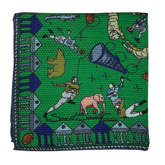 Pocket Square - Green Football Motif
