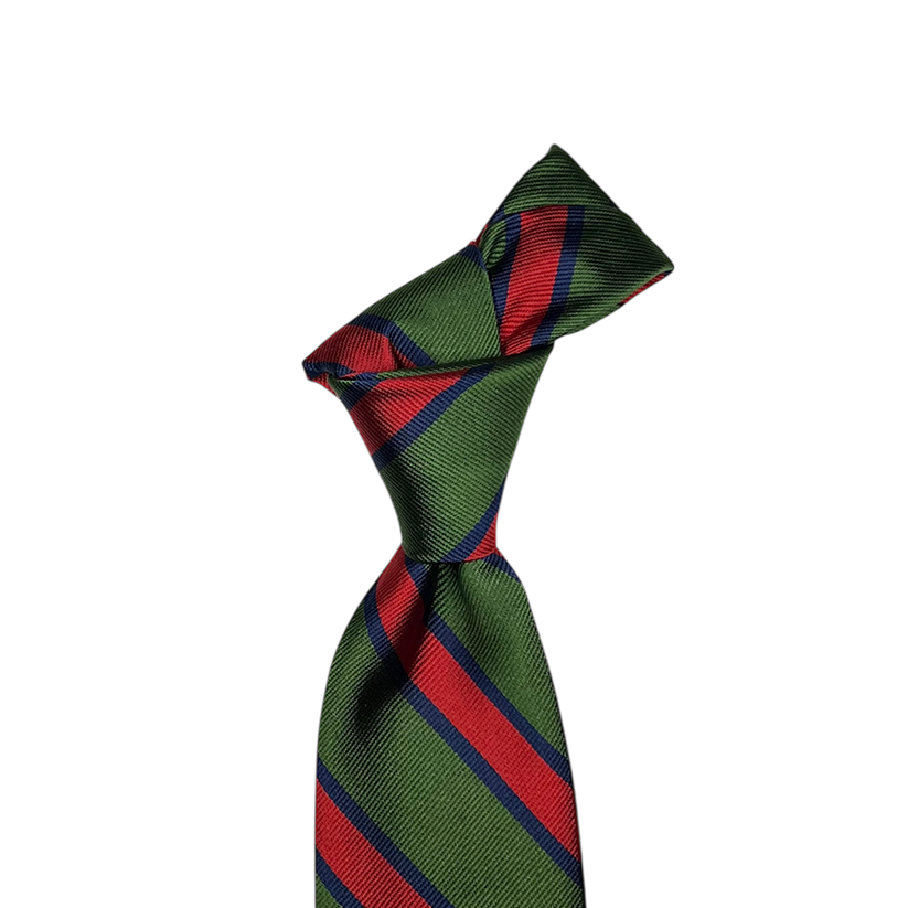 Tie - Green w/ Navy and Orange Stripe