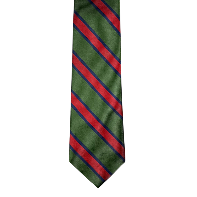 Tie - Green w/ Navy and Orange Stripe