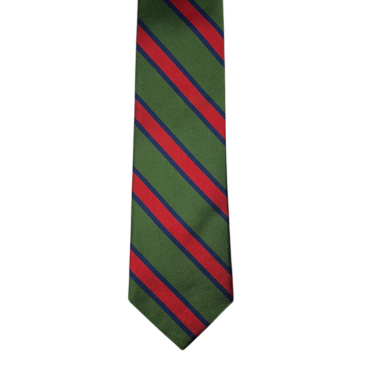 Tie - Green w/ Navy and Orange Stripe