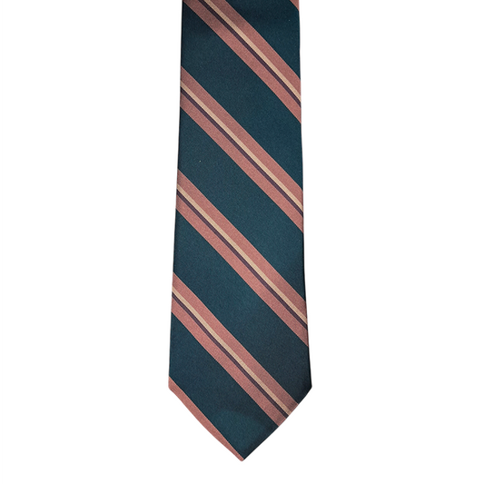 Tie - Green w/ Dusty Pink, Bone and Brown Stripe