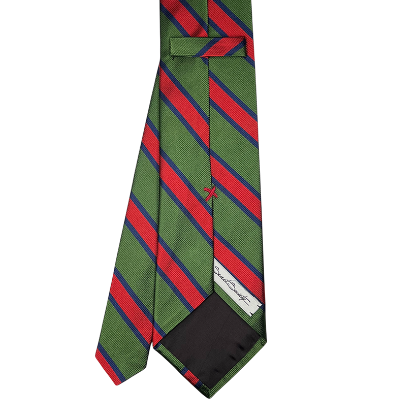 Tie - Green w/ Navy and Orange Stripe