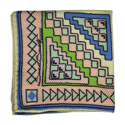 Pocket Square - Lemon, Lime, Pink and Sky Aztec