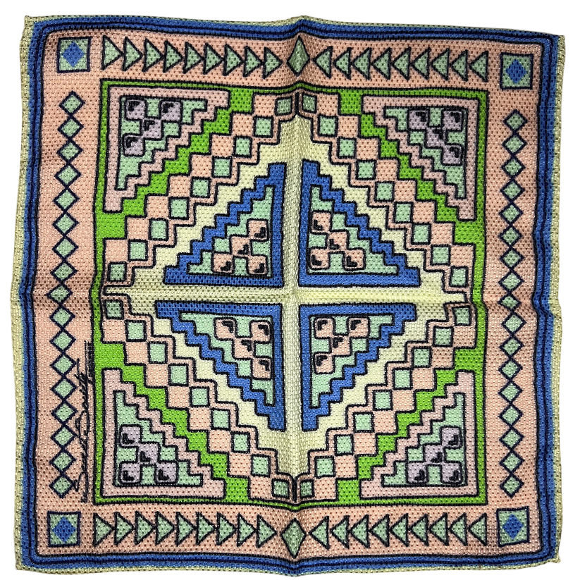 Pocket Square - Lemon, Lime, Pink and Sky Aztec
