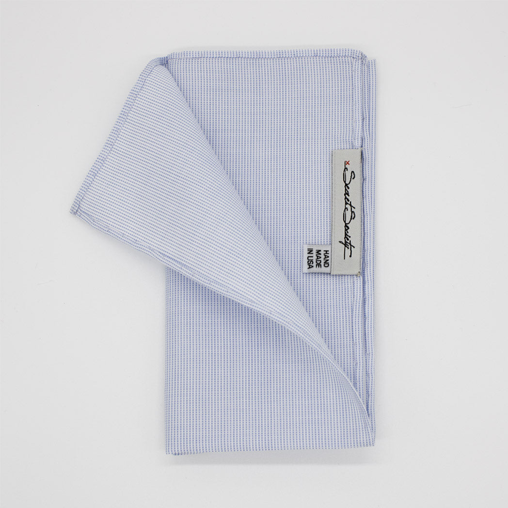 Pocket Square - Light Blue Tic Weave Cotton