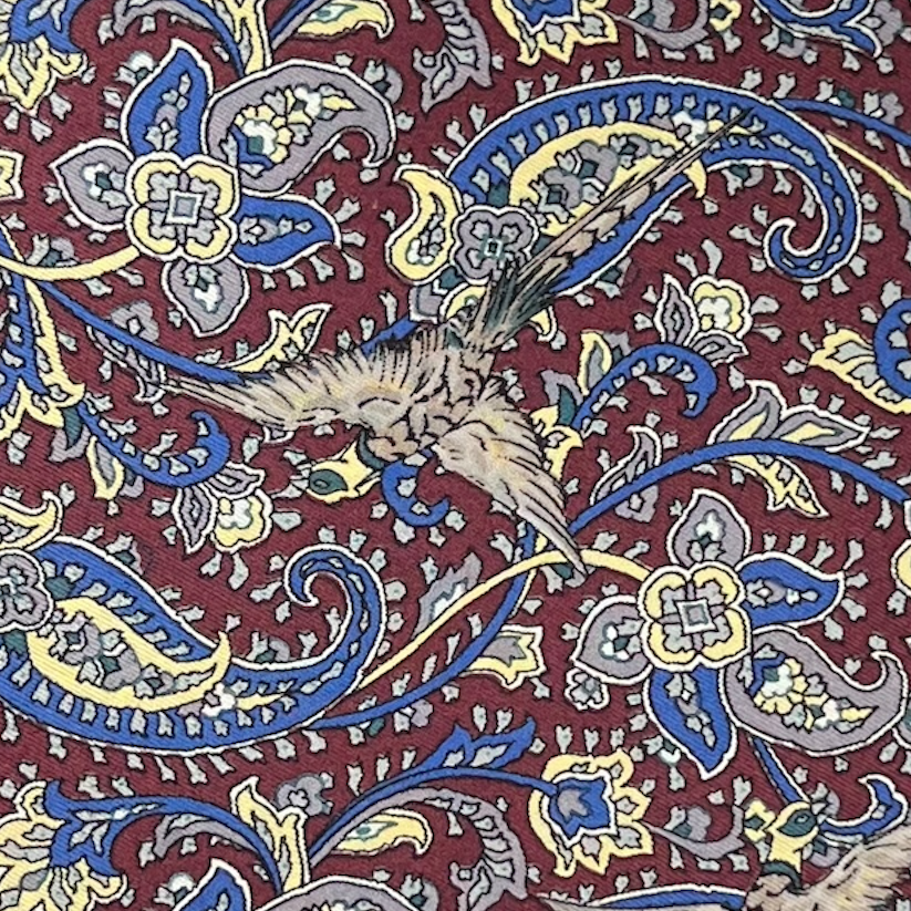 Pocket Square - Merlot Bird Paisley