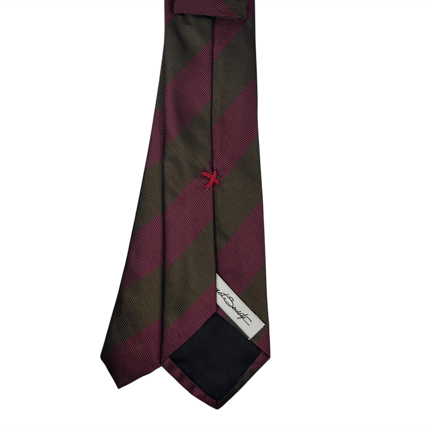 Narrow Tie - Chocolate and Dark Plum Silk Block Stripe