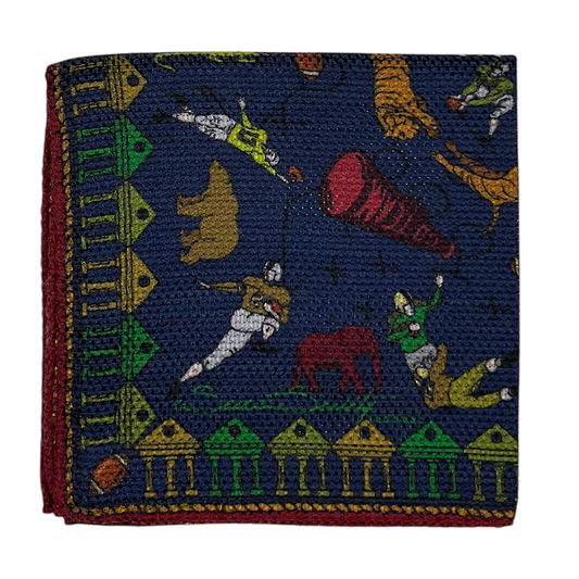 Pocket Square - Navy Football Motif