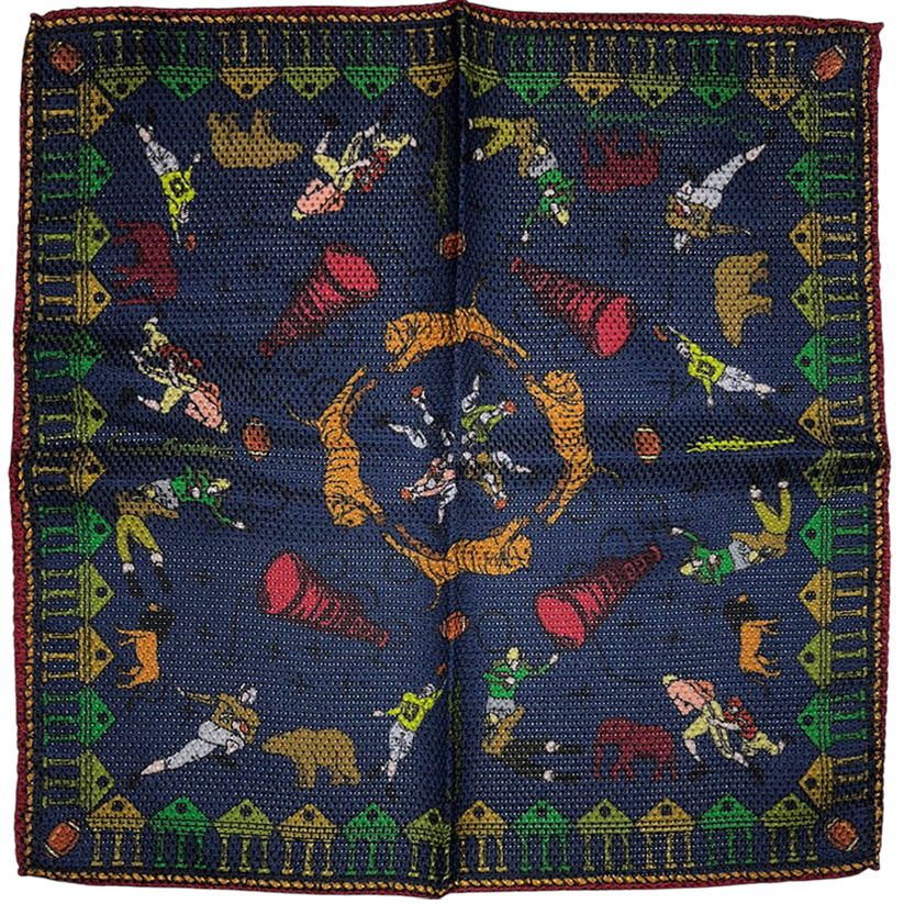 Pocket Square - Navy Football Motif