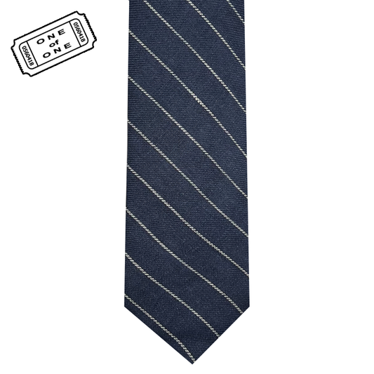 Tie -  Navy Pinstripe Linen