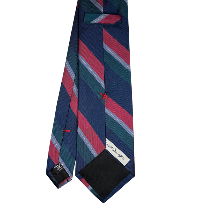 Tie - Navy w/ Green, Rose, Sky and Yellow Stripe