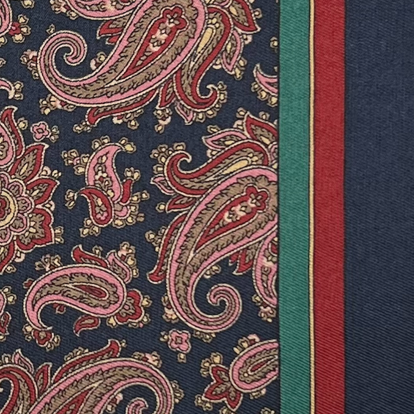 Pocket Square - Navy Teal and Maroon Paisley