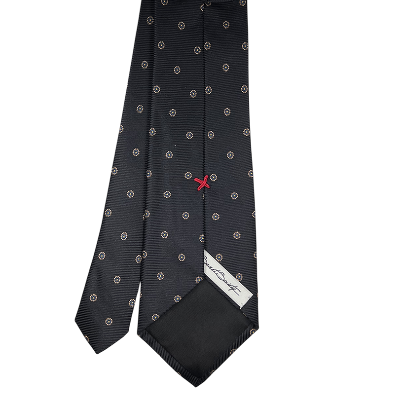 Tie - Dark Navy w/ Sky Yellow Small Daisy