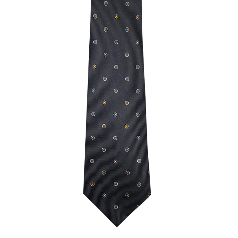 Tie - Dark Navy w/ Sky Yellow Small Daisy