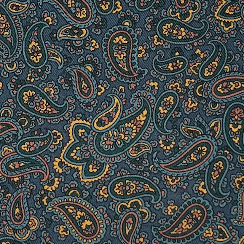 Pocket Square - Teal and Maroon Mallard Paisley