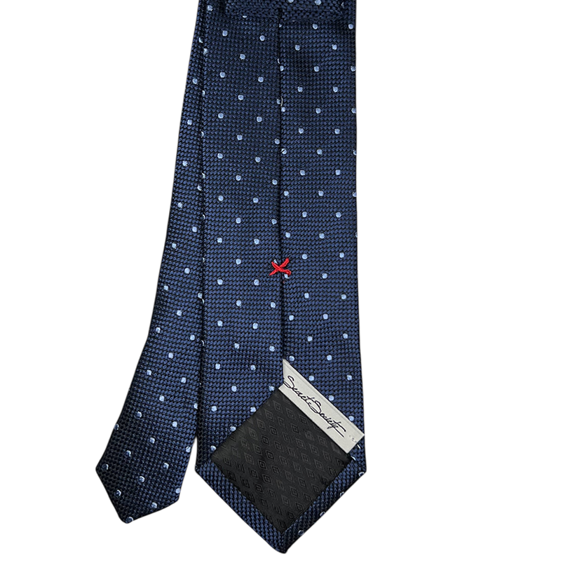 Tie - Navy w/ Sky Dot Jacquard