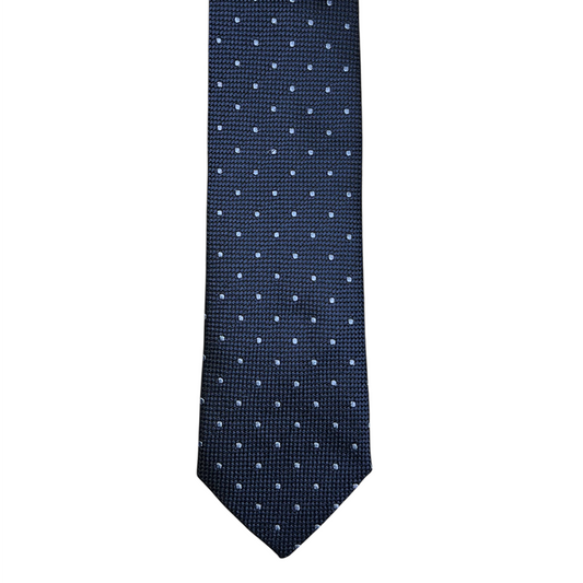 Tie - Navy w/ Sky Dot Jacquard