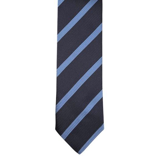 Tie - Navy w/ Sky Herringbone Striped Jacquard