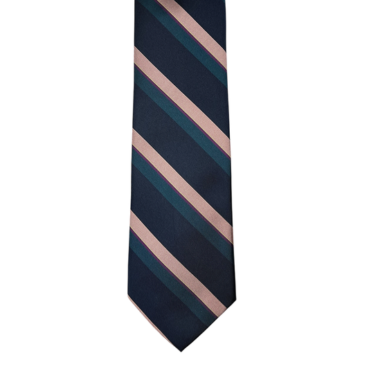 Tie - Navy w/ Teal and Pink Stripe