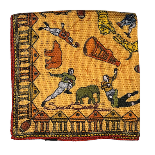 Pocket Square - Orange Football Motif