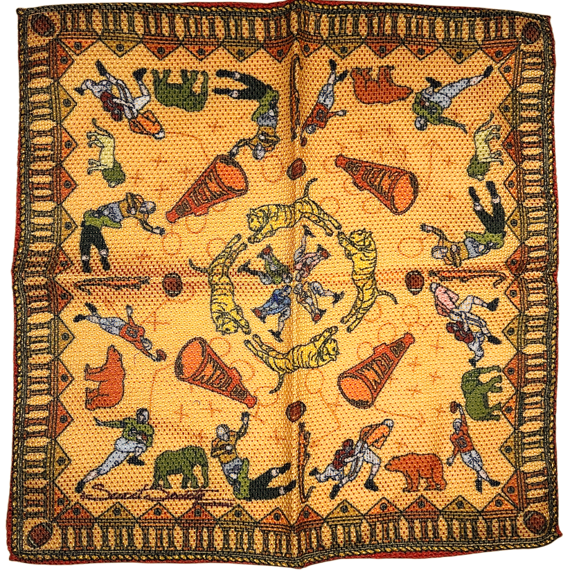 Pocket Square - Orange Football Motif