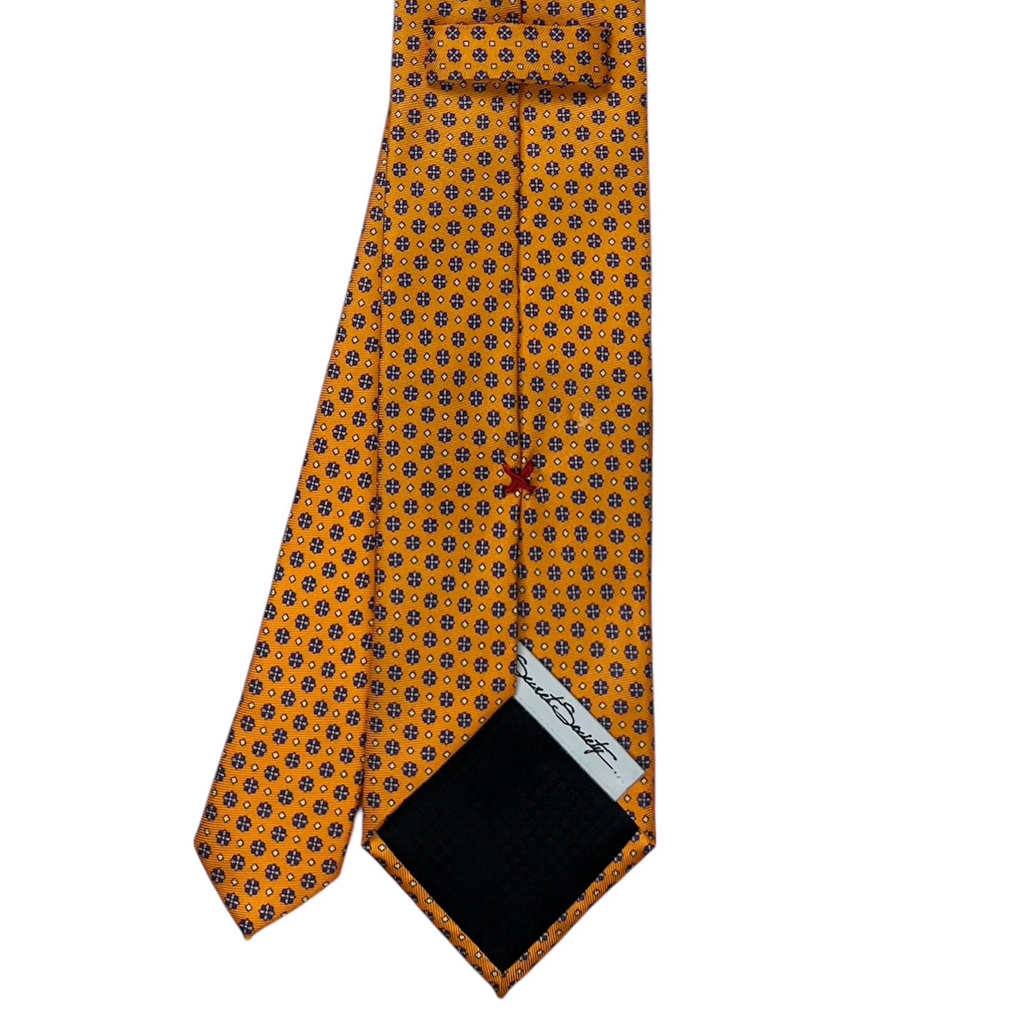 Tie - Orange w/ Navy and White Small Foulard