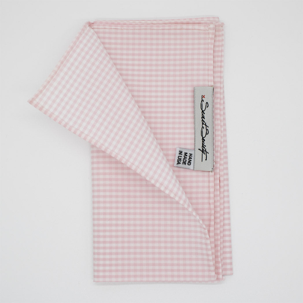 Pocket Square - Pink Cotton Small Gingham