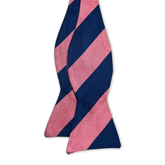 Bow Tie - Pink, Navy Block Stripe