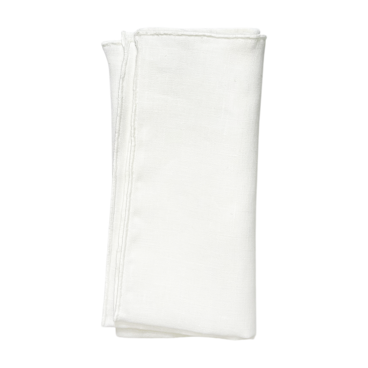 Pocket Square - White Linen Edge Stitch