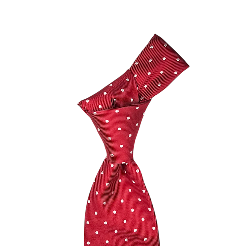 Tie - Red w/ White Dot Jacquard