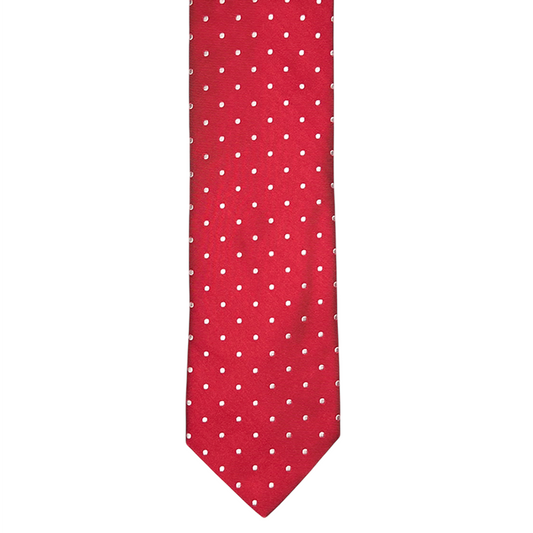 Tie - Red w/ White Dot Jacquard