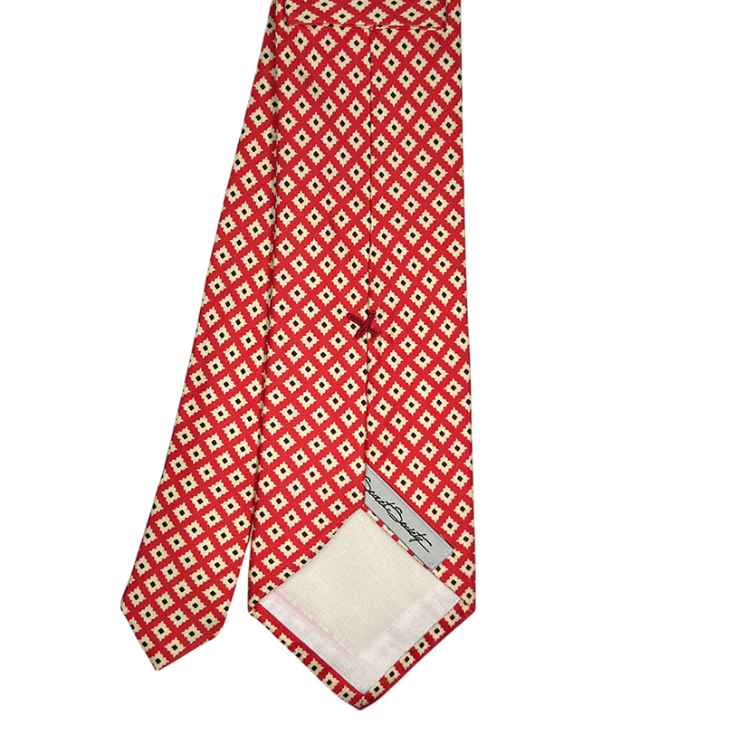 Tie - Vermillion w/ Bone and Brown Diamond