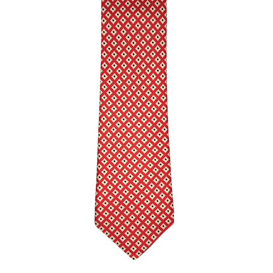 Tie - Vermillion w/ Bone and Brown Diamond
