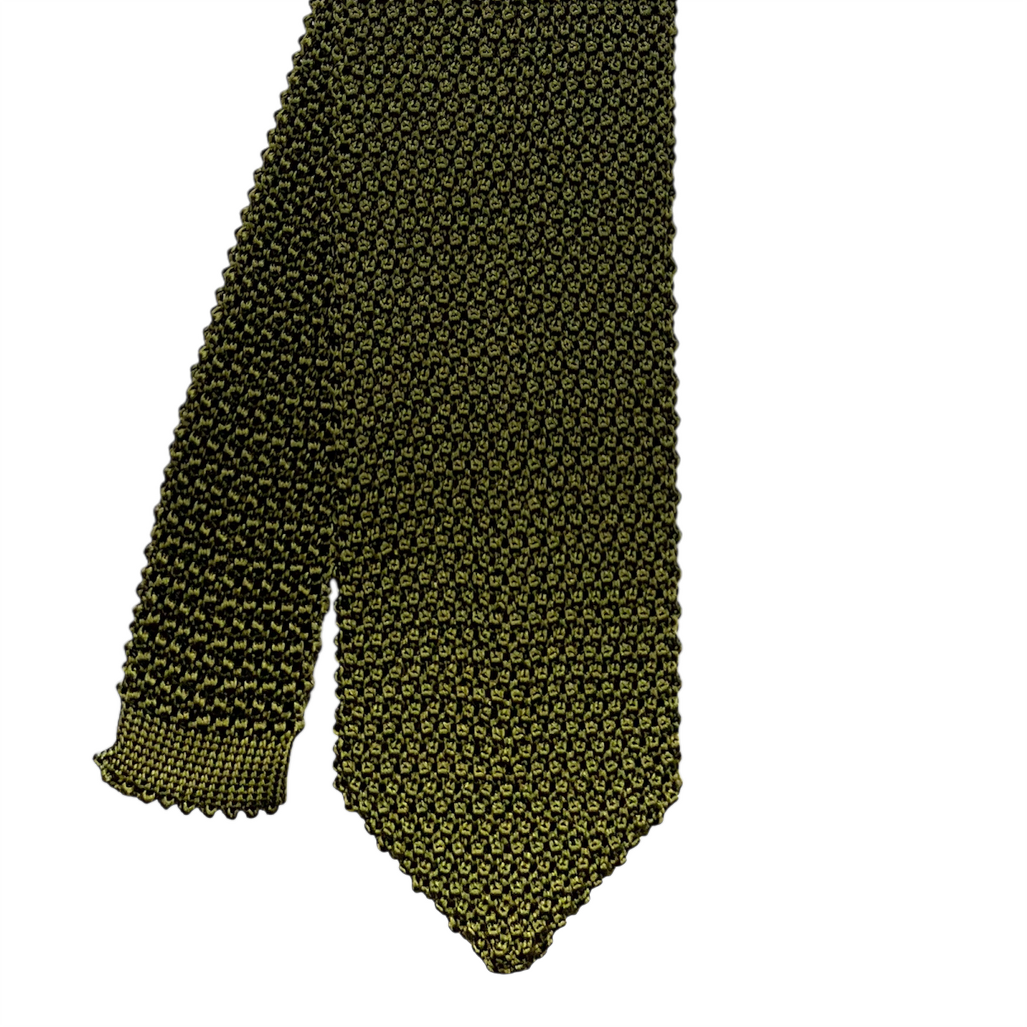 Silk Knit Tie - Army Olive w/ Diamond Tip