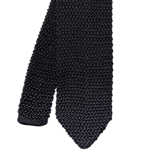 Silk Knit Tie - Smoke w/ Diamond Tip