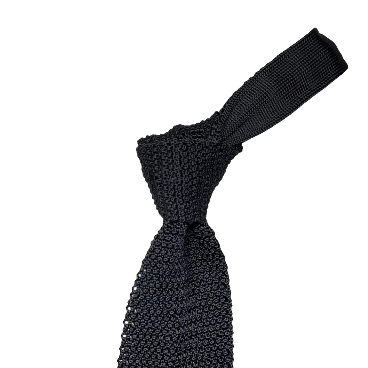 Silk Knit Tie - Smoke w/ Diamond Tip