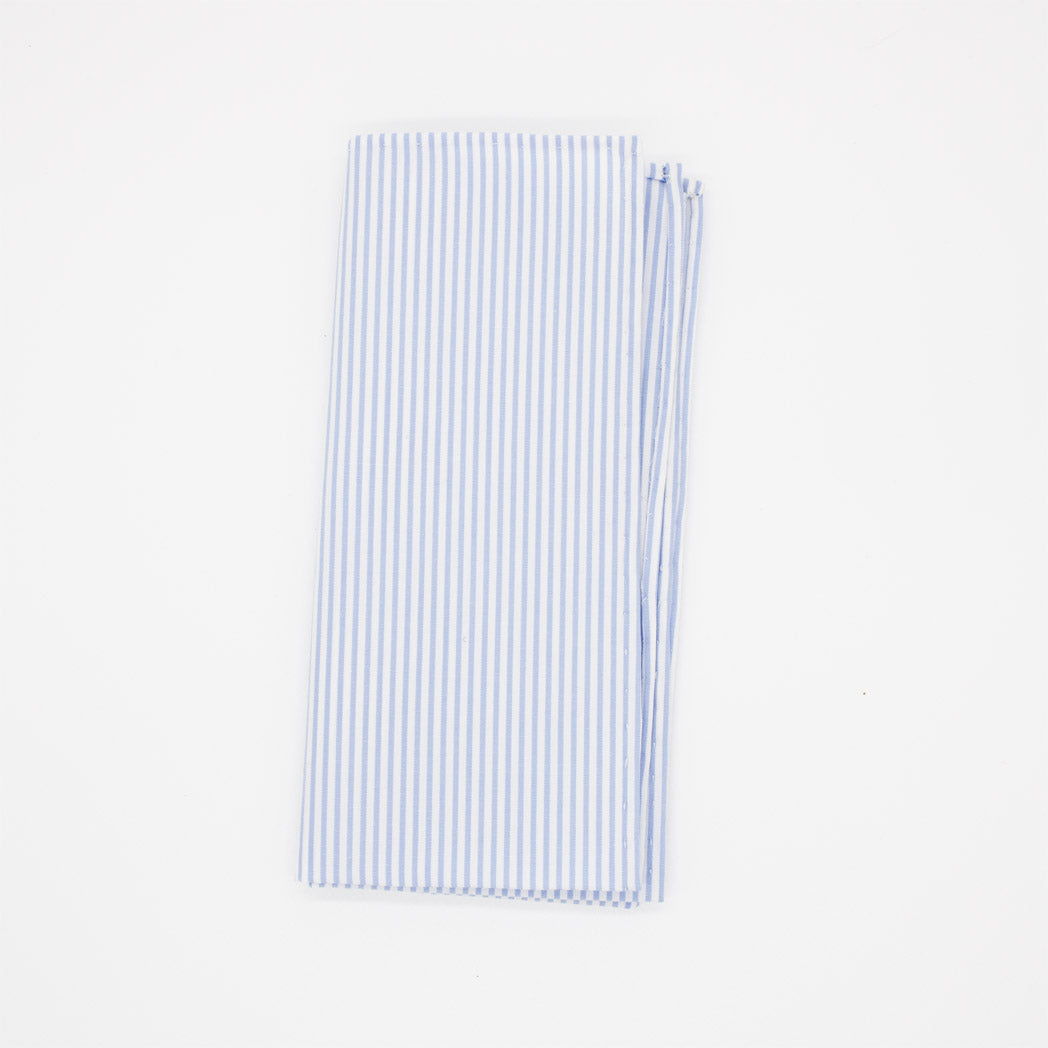 Pocket Square - Sky Blue Cotton Small Bengal Stripe