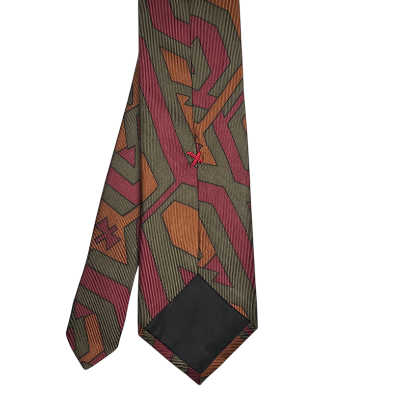 Tie - Copper Merlot Olive Abstract