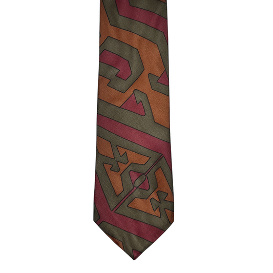 Tie - Copper Merlot Olive Abstract