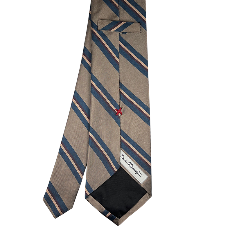 Tie - Tan w/ Spruce Brown and Bone Stripe