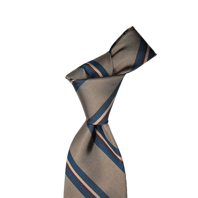 Tie - Tan w/ Spruce Brown and Bone Stripe
