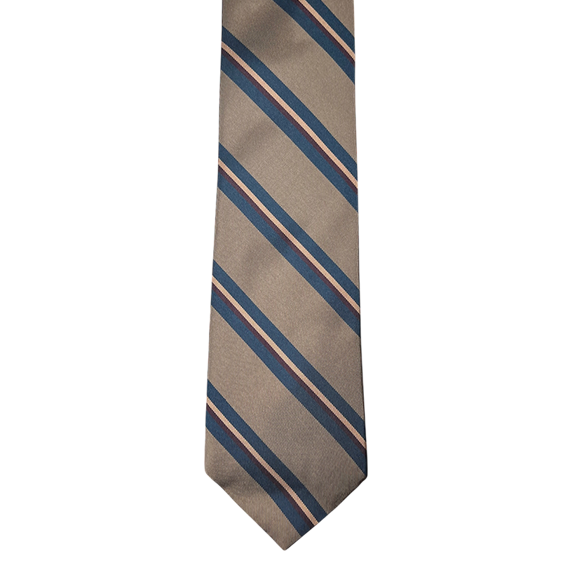Tie - Tan w/ Spruce Brown and Bone Stripe