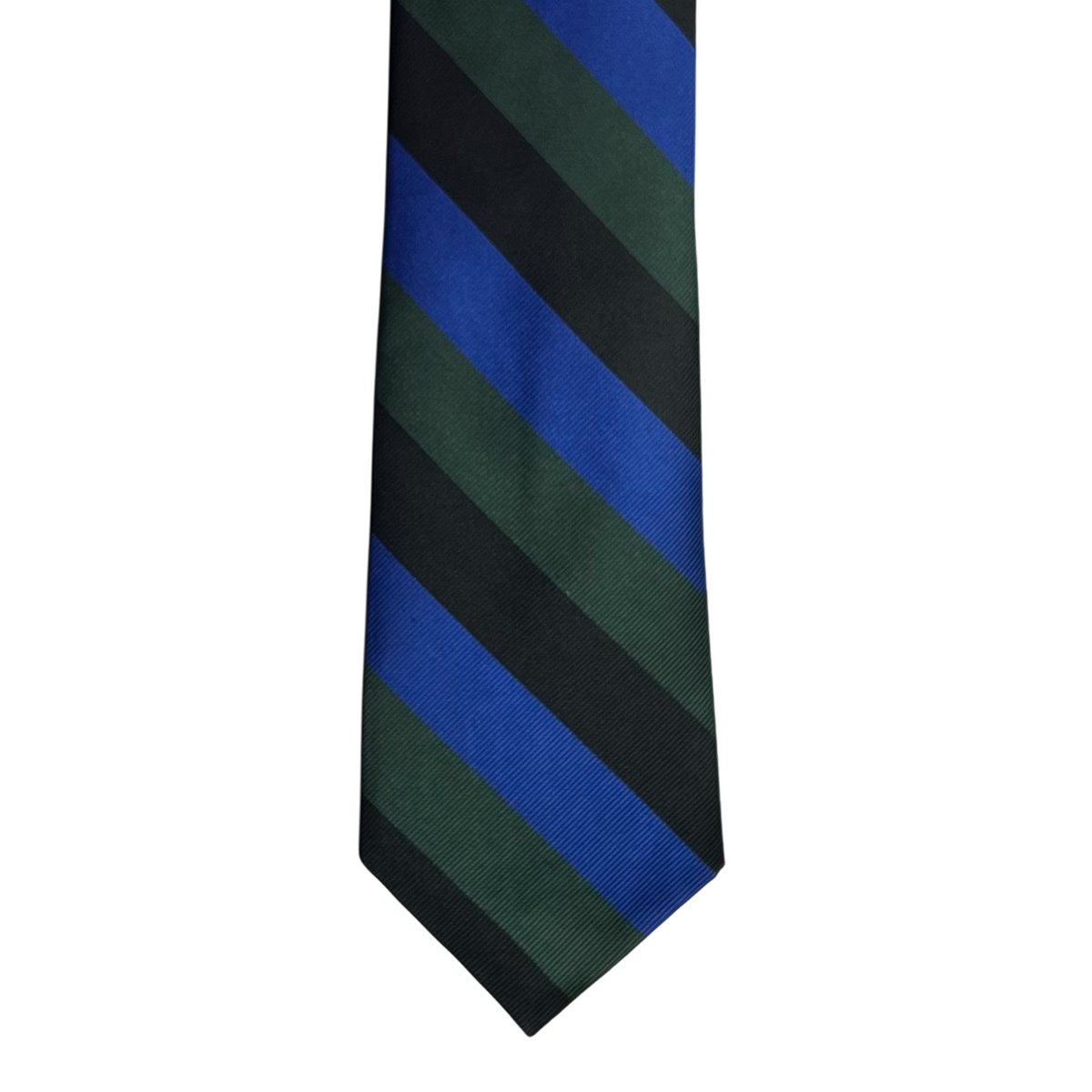 Tie - Blue Green and Black Block Stripe
