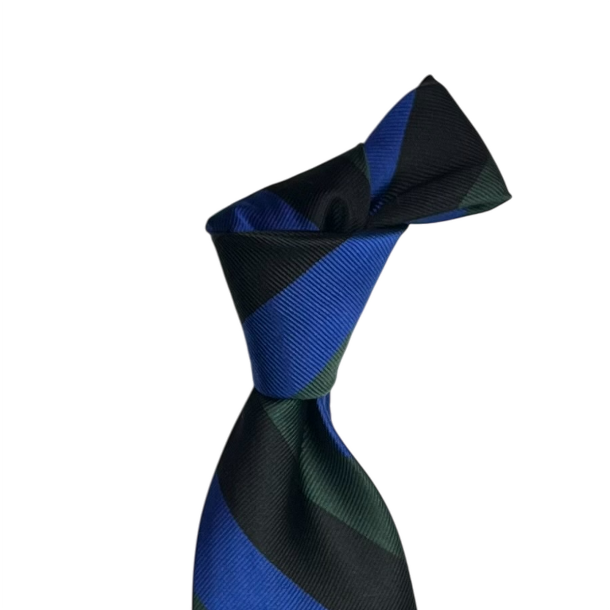 Tie - Blue Green and Black Block Stripe