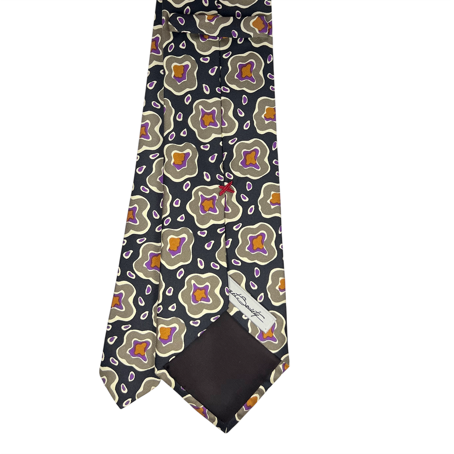 Tie - Black w/ Gray, Purple and Gold Abstract Star