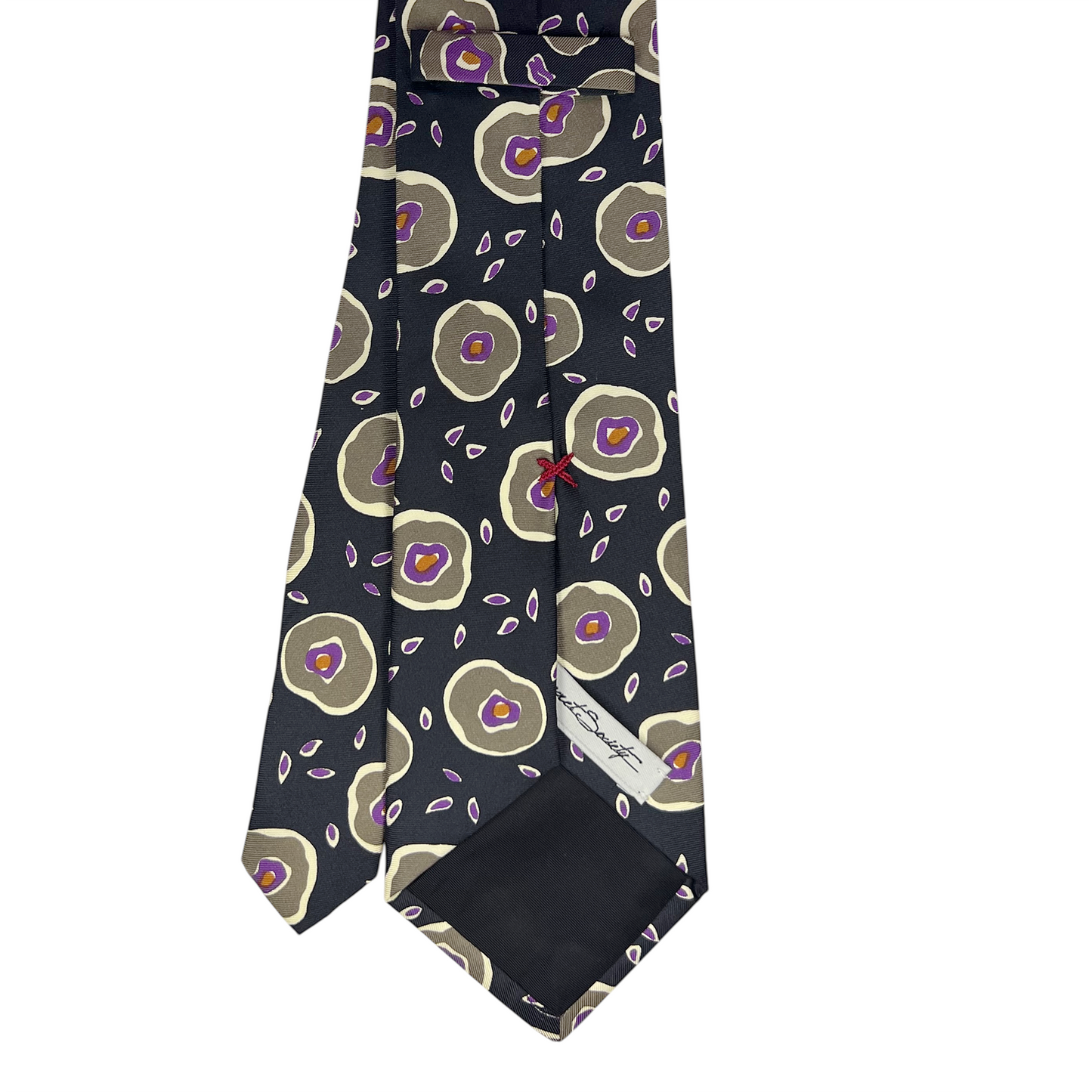 Tie - Black w/ Gray, Purple and Gold Abstract Circle