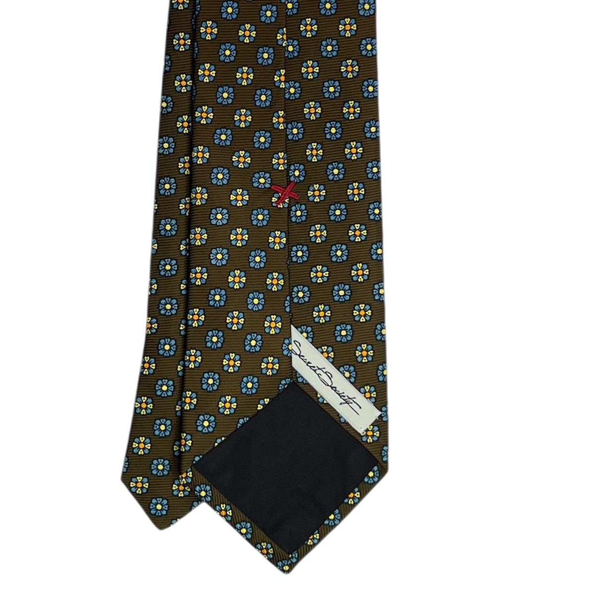 Tie - Brown Yellow and Lt Blue Foulard