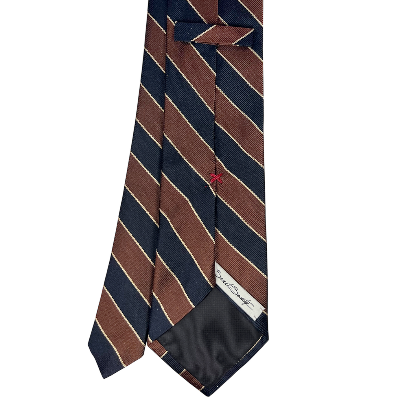 Tie - Navy, Brown and Bone Stripe