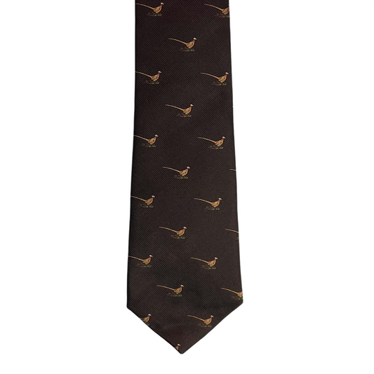 Tie - Chocolate Brown Pheasant Club