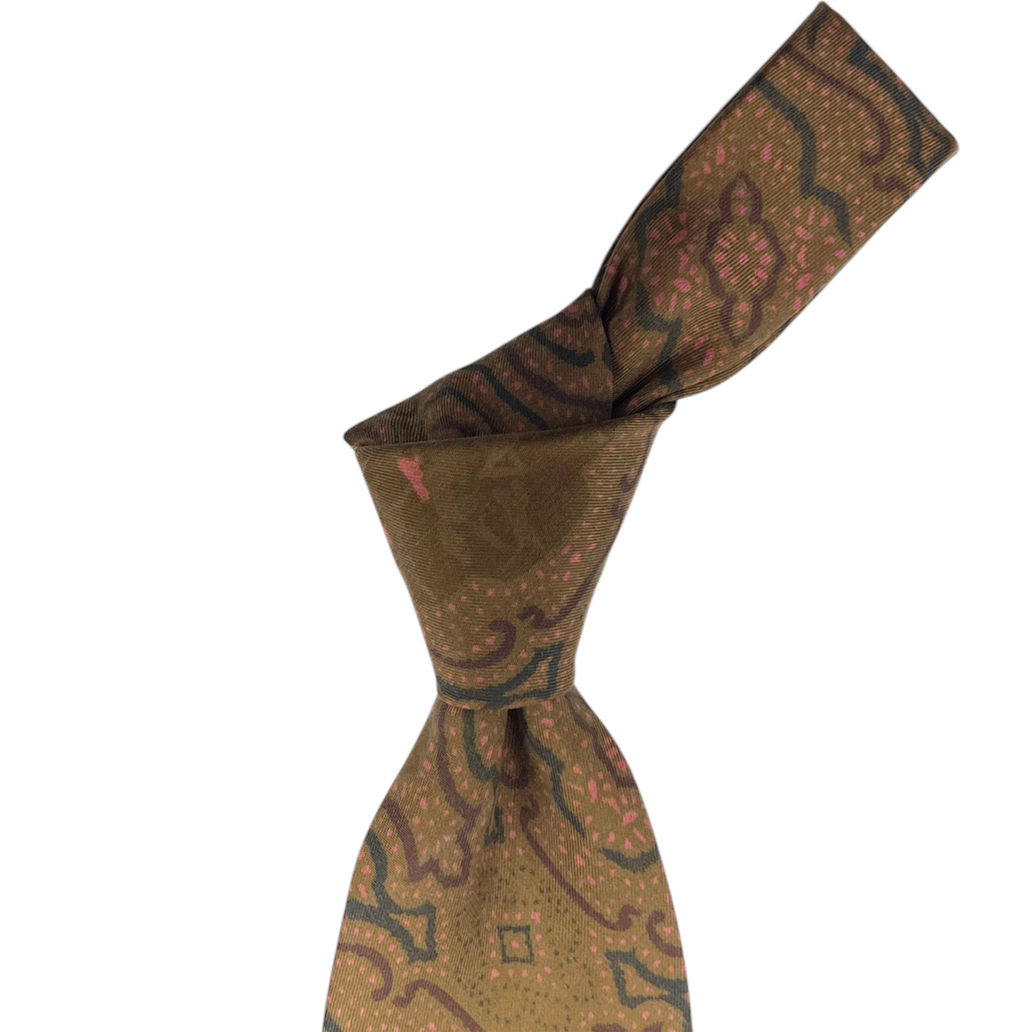 Tie - Tan, Navy and Pink Reverse Horse Motif